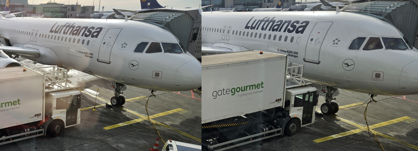 Step 2: The truck approaches the aircraft slowly while multiple staff supervise spacing and alignment